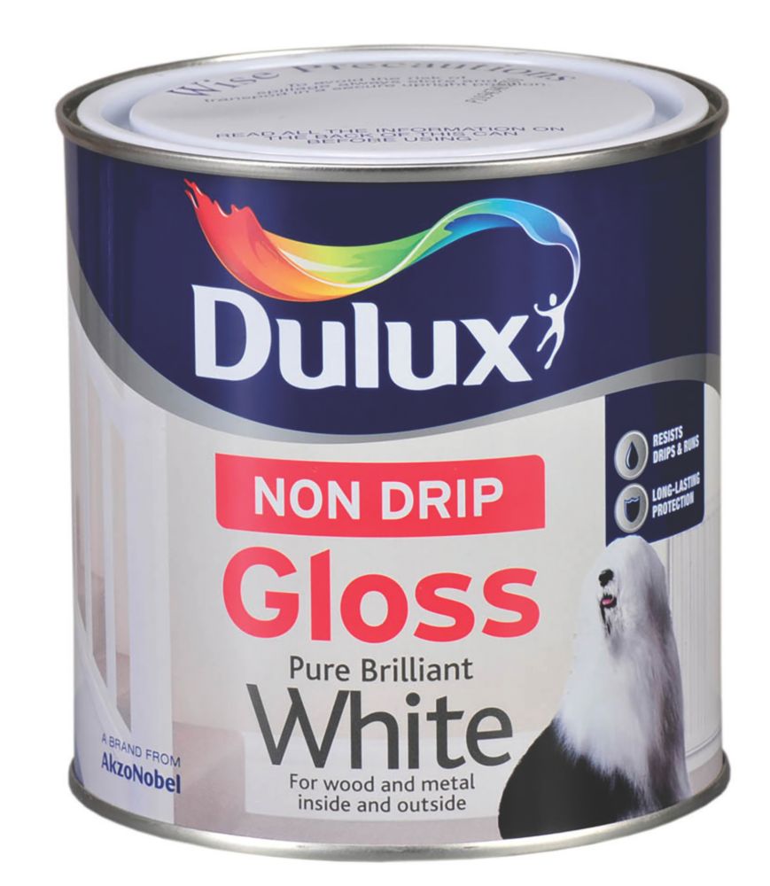 Dulux White Non-Drip Gloss Paint 1Ltr | Interior Wood Paints | Screwfix.ie