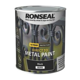 Ronseal 750ml Black Gloss Anti Corrosive Metal Paint