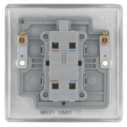 British General Nexus Metal 20A 1-Gang DP Control Switch Brushed Steel with LED
