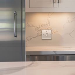 British General Nexus Metal 20A 1-Gang DP Control Switch Brushed Steel with LED