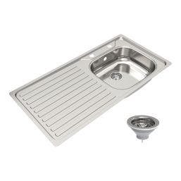 Utility 1 Bowl LH Polished Stainless Steel Sink 1000mm x 500mm