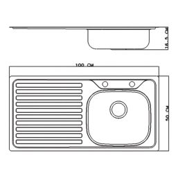 Utility 1 Bowl LH Polished Stainless Steel Sink 1000mm x 500mm