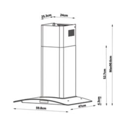 Cooke & Lewis CLCG60LKSS Canopy Hood Silver 598mm
