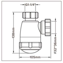 Flomasta  Round Bottle Trap White 32mm