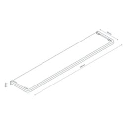 Elland Black Steel & Glass Bathroom Shelf 600mm x 120mm x 20mm - Screwfix