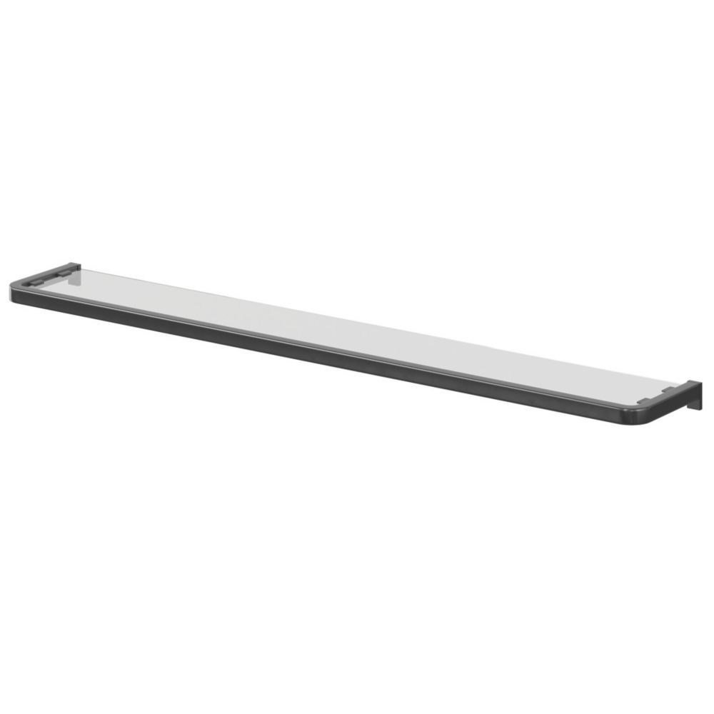 Elland Black Steel & Glass Bathroom Shelf 600mm x 120mm x 20mm - Screwfix