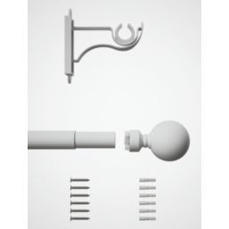 Rothley Matt White Extendable Curtain Pole with Orb Finials 28mm x 71-120cm