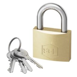 Smith & Locke  Brass Keyed Alike  Closed Shackle  Padlocks 30mm 4 Pack