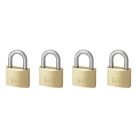 Smith & Locke  Brass Keyed Alike  Closed Shackle  Padlocks 30mm 4 Pack
