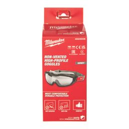 Milwaukee Vented High-Profile Clear Safety Goggles