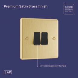 LAP  20A 2-Gang 2-Way Light Switch  Satin Brass with Black Inserts
