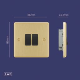 LAP  20A 2-Gang 2-Way Light Switch  Satin Brass with Black Inserts