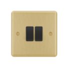 LAP  20A 2-Gang 2-Way Light Switch  Satin Brass with Black Inserts
