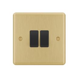 LAP  20A 2-Gang 2-Way Light Switch  Satin Brass with Black Inserts