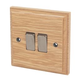 Varilight  10AX 2-Gang 2-Way Light Switch  Classic Oak