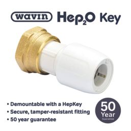 Hep2O  Plastic Push-Fit Straight Tap Connector 15mm x 3/4"