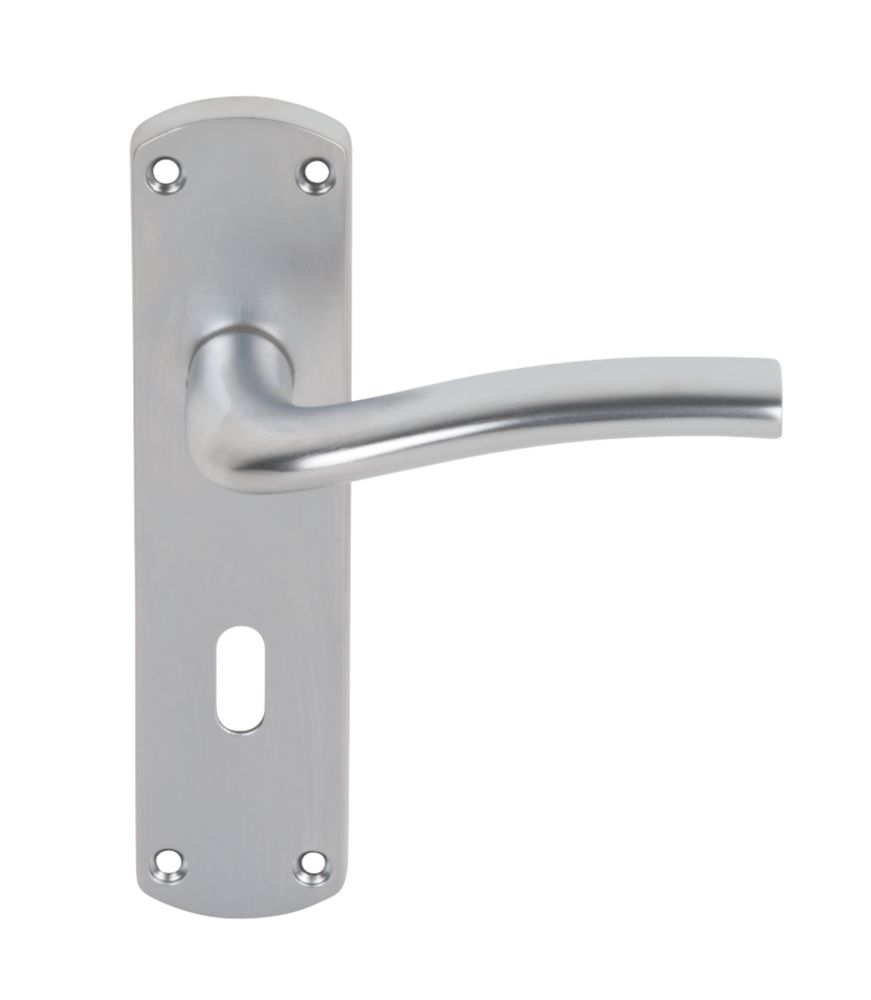 Smith & Locke Cuatro Fire Rated LoB Lock Door Handles Pair Satin Chrome ...