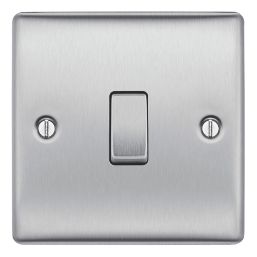British General Nexus Metal 10AX 1-Gang 2-Way Light Switch  Brushed Steel