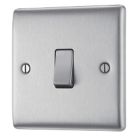 British General Nexus Metal 10AX 1-Gang 2-Way Light Switch  Brushed Steel