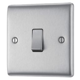 British General Nexus Metal 10AX 1-Gang 2-Way Light Switch  Brushed Steel