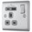 British General Nexus Metal 13A 1-Gang SP Switched Socket + 3A 18W 2-Outlet Type A & C USB Charger Brushed Steel with Grey Inserts
