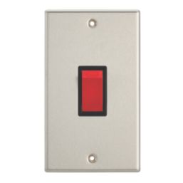 Contactum iConic 45A 1-Gang DP Control Switch Brushed Steel  with Black Inserts