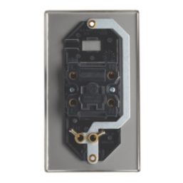 Contactum iConic 45A 1-Gang DP Control Switch Brushed Steel  with Black Inserts