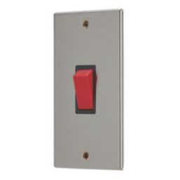 Contactum iConic 45A 1-Gang DP Control Switch Brushed Steel  with Black Inserts