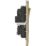 Knightsbridge  13A 2-Gang DP Switched Double Socket Polished Brass  with Black Inserts