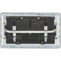 Knightsbridge  13A 2-Gang DP Switched Double Socket Polished Brass  with Black Inserts