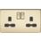 Knightsbridge  13A 2-Gang DP Switched Double Socket Polished Brass  with Black Inserts