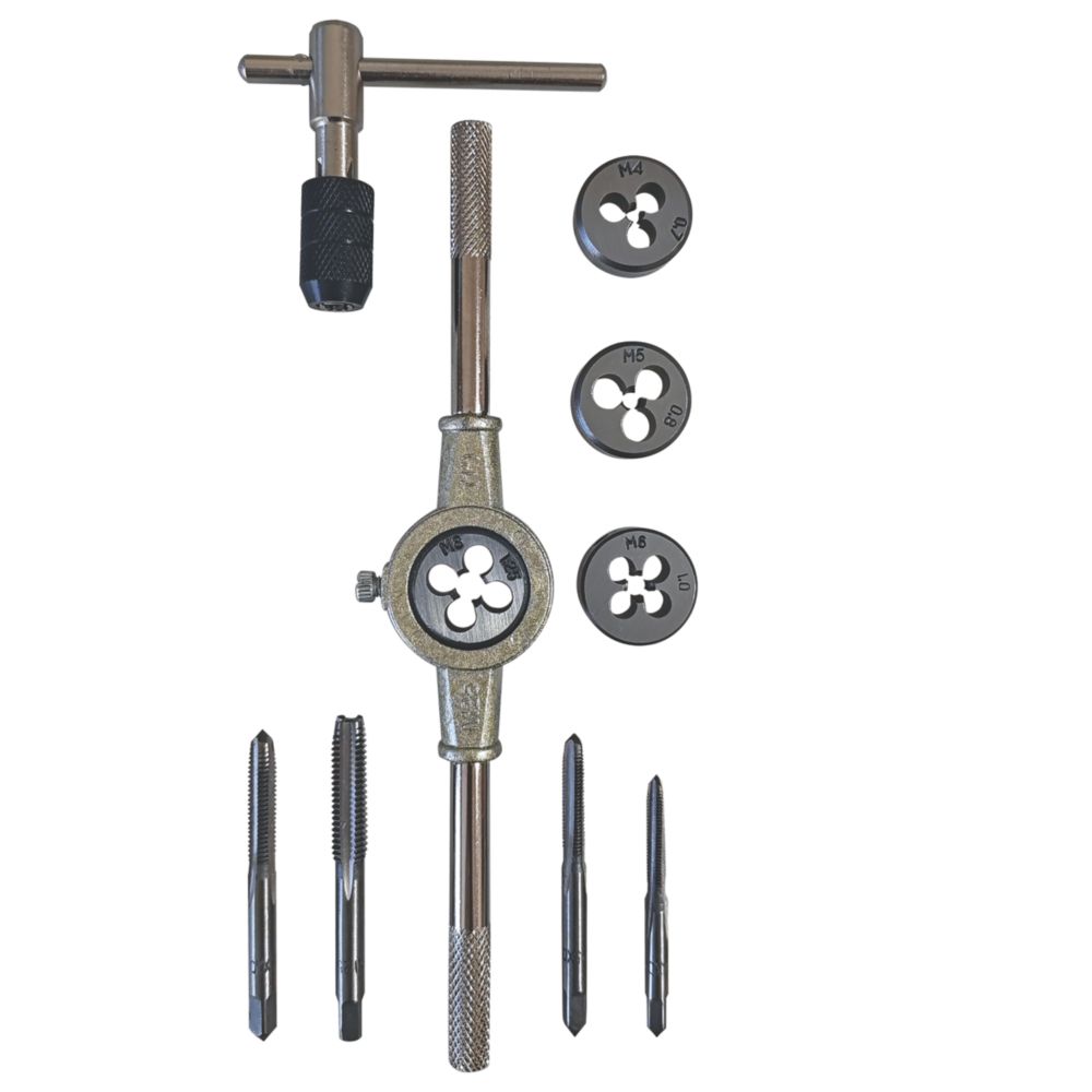 Forge Steel 0.7 - 1.25mm Metric Tap & Die Set 10 Pieces - Screwfix