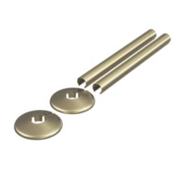 ETAL Enzo Radiator Pipe Covers and Collars Set  Brushed Brass 16mm x 200mm 4 Pieces