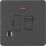 Knightsbridge  13A Switched Fused Spur & Flex Outlet with LED Anthracite
