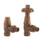 Arroll UK-18 15mm x 1/2" Antique Copper Angled Traditional Thermostatic Radiator Valve & Lockshield