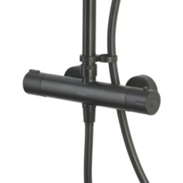 Aqualisa Sierra HP Rear-Fed Exposed Matt Black Thermostatic Dual Outlet Mixer Shower