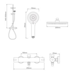 Aqualisa Sierra HP Rear-Fed Exposed Matt Black Thermostatic Dual Outlet Mixer Shower