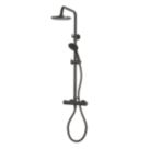 Aqualisa Sierra HP Rear-Fed Exposed Matt Black Thermostatic Dual Outlet Mixer Shower