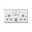 MK Contoura 13A 2-Gang DP Switched Socket + 2A 10.5W 2-Outlet Type A USB Charger Brushed Stainless Steel with White Inserts