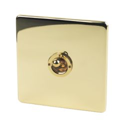 Crabtree Platinum 10AX 1-Gang 2-Way Toggle Switch  Polished Brass