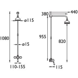 Bristan Colonial Rear-Fed Exposed Chrome Thermostatic Mixer Shower