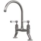 ETAL  Alton Deck Mounted Dual Lever Bridge Mixer Pewter