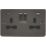 Knightsbridge  13A 2-Gang SP Switched Socket + 4.0A 20W 2-Outlet Type A & C USB Charger Gunmetal with Black Inserts