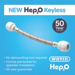 Hep2O Push-Fit Keyless Flexi Tap Connector 22mm x 22mm x 300mm 2 Pack