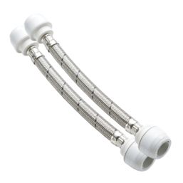 Hep2O Push-Fit Keyless Flexi Tap Connector 22mm x 22mm x 300mm 2 Pack