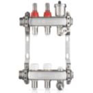 JG Underfloor 2 Port LowFit Heating Manifold Brushed Steel