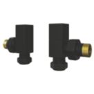 ETAL Swelt 15mm x 1/2" Matt Black Angled Designer Manual Radiator Valve Head & Body  2 Pack