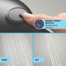 Grohe Vitalio Start 250 HP Rear-Fed Exposed Matt Black Thermostatic Bath/Shower System