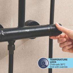 Grohe Vitalio Start 250 HP Rear-Fed Exposed Matt Black Thermostatic Bath/Shower System