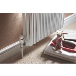 Drayton TRV4 15mm x 1/2" White Angled & L/S Designer Thermostatic Radiator Valve & Lockshield